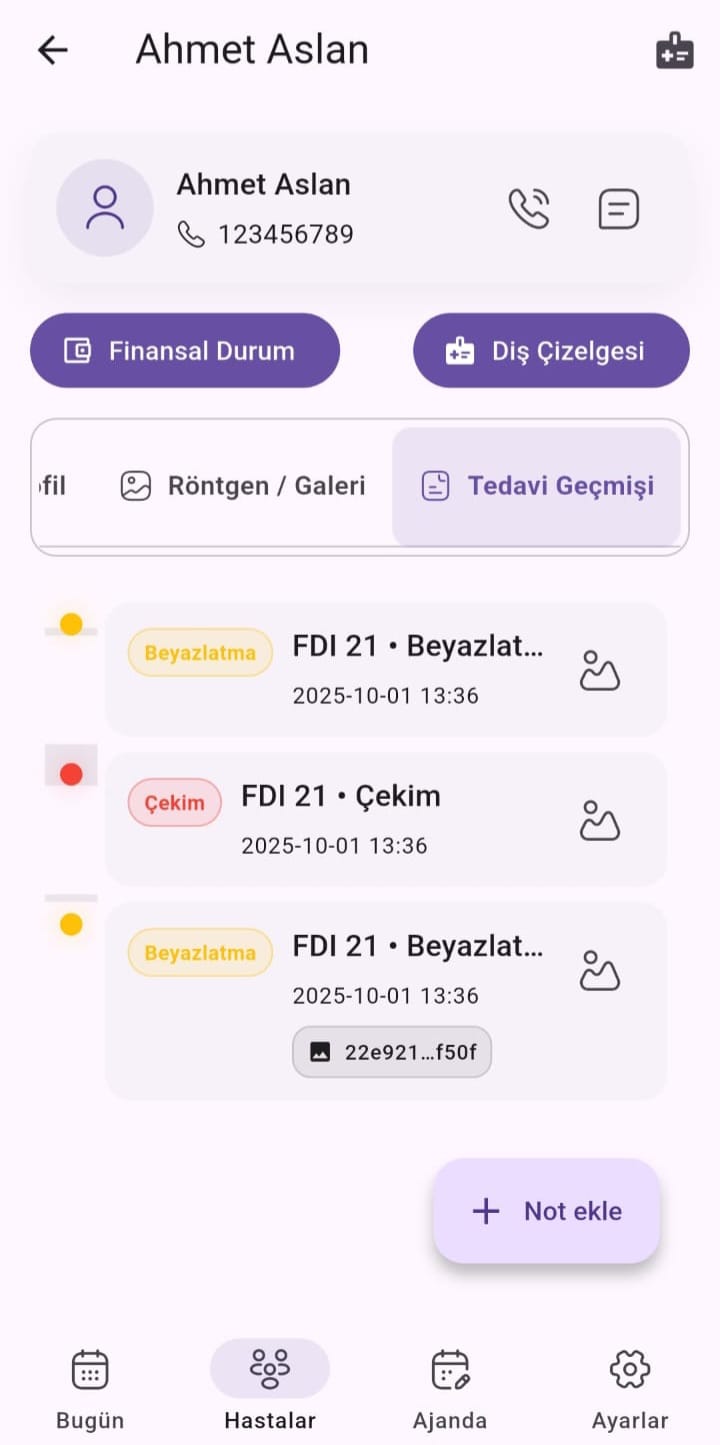 Tedavi Geçmişi ekranı